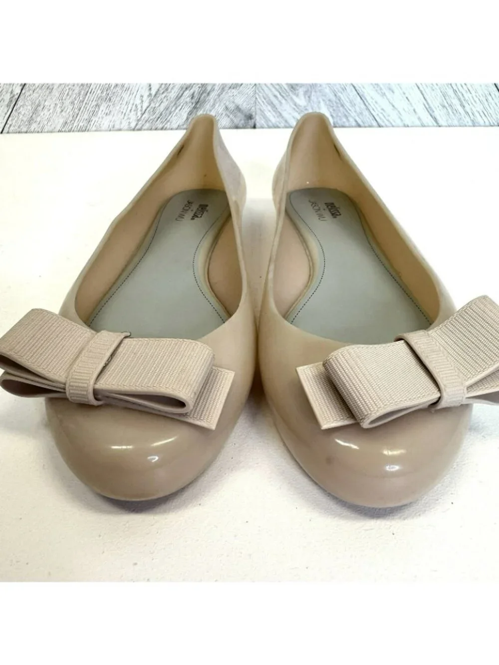 Melissa x Jason Wu Bow Jelly Ballet Flats Shoes Nude Blush Womens US Size 9